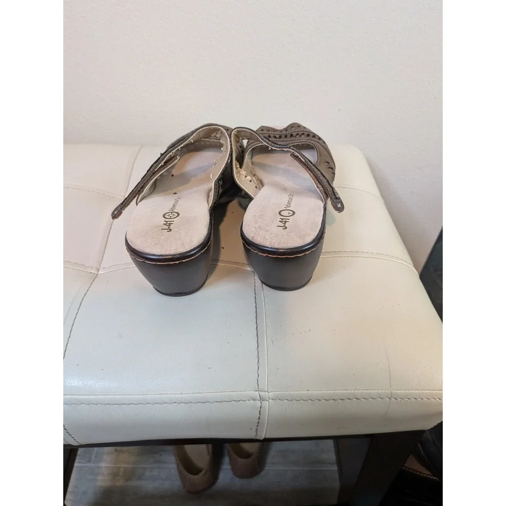 J-41 Adventure On American Olive Green Laser Cut Wedge Sandals KJ12AME58  7.5‎